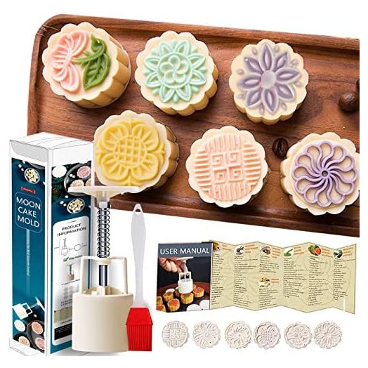 Powerful Mooncake Mold 50g, Mooncake Molder and Cake Mold 50g/75g/100g(White Circle) A)