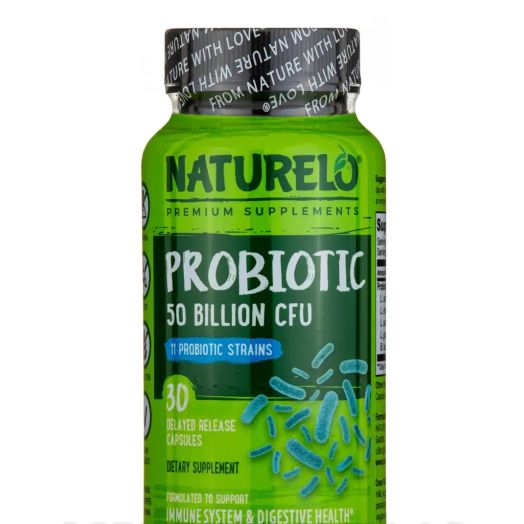 NATURELO Premium Supplements Probiotic, 50 Billion CFU, 11 Strains - 30 Capsules