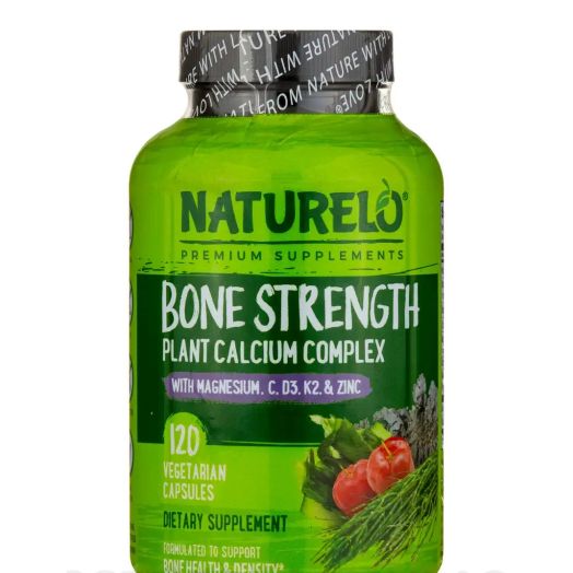 NATURELO Premium Supplements Bone Strength, Plant-Based Calcium Complex - 120 Vegetarian Capsules