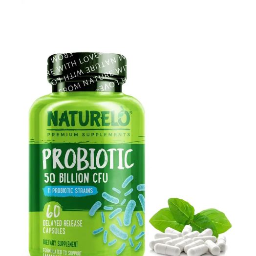 NATURELO Premium Supplements Probiotic 50 Billion CFU - 60 Capsules