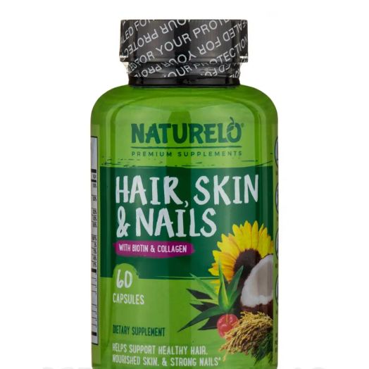 NATURELO Premium Supplements Hair, Skin, and Nails with Biotin and Collagen - 60 Capsules