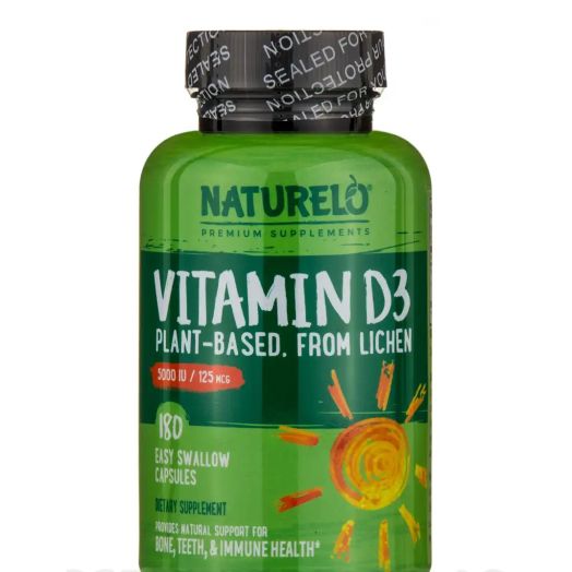 NATURELO Premium Supplements Vitamin D3 5000 IU - 180 Vegetarian Capsules