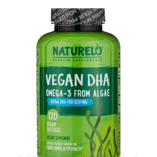 NATURELO Premium Supplements Vegan DHA, Omega-3 from Algae - 120 Vegan Softgels