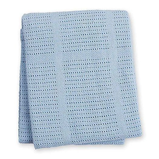lulujo Baby Cellular Baby Blanket, Blue