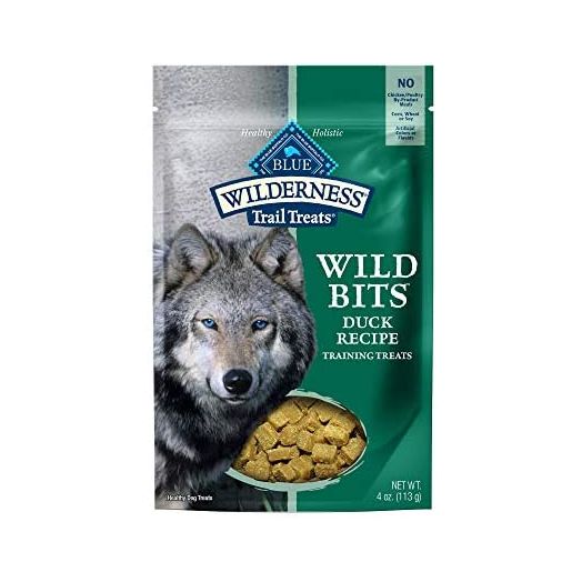 Blue Buffalo Wilderness Trail Treats Wild Bits High Protein Grain Free Soft-Moist Training Dog Treats, Duck Recipe 4-oz Bag