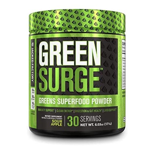 Green Surge Green Superfood Powder Supplement - Keto Friendly Greens Drink w/Spirulina, Wheat & Barley Grass, Organic Greens - Green Tea Extract, Probiotics & Digestive Enzymes - Sour Apple - 30sv