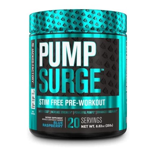 Jacked Factory PUMPSURGE Caffeine Free Pre Workout Supplement, 20 Servings