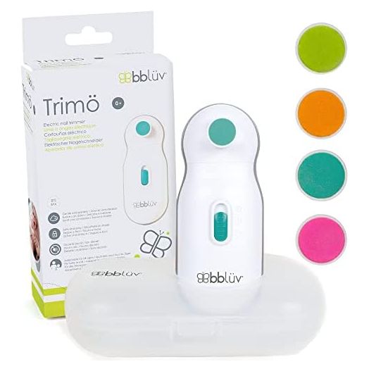 bblüv - Trimö - Electric Nail Clippers for Newborn Baby up to Toddler (0 to 12 Months+) - 2 Speed Switch, Gentle and Quiet Fingernail and Toenail Clippers - Carrying Case Included