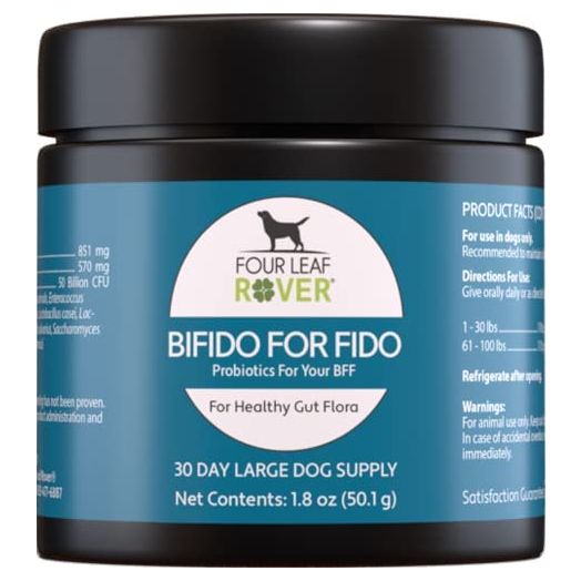 Four Leaf Rover: Bifido for Fido - Multi-Strain Dog Probiotics and Prebiotics for Immune Support - 50 Billion CFUs - Up to 120 Servings, Depending on Dog’s Weight - Vet Formulated - for All Breeds
