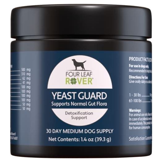 FOUR LEAF ROVER Yeast Guard - Dog Gut Health Probiotics Support Powder - Organic Herbs for Flora and Immune Support - Up to 60 Servings, Depending on Dog’s Weight - Vet Formulated - for All Breeds