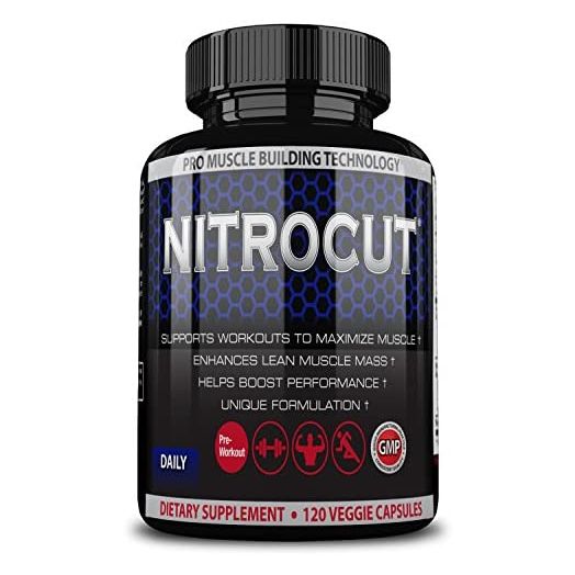 Nitrocut Pre Workout Nitric Oxide Supplement, 120 Capsules