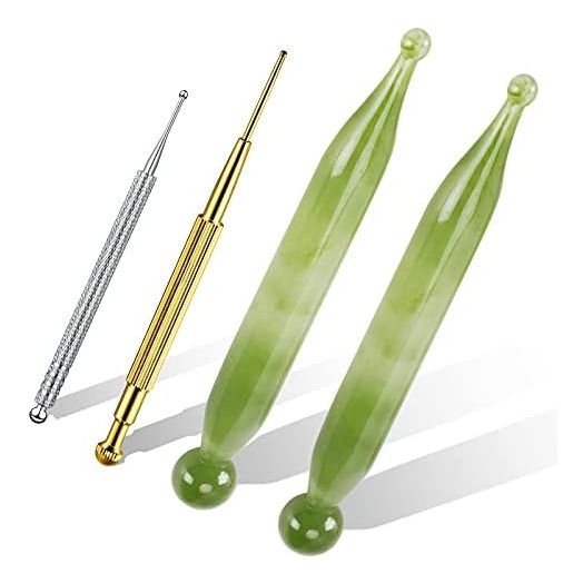 4PCS Massage Tools Acupuncture Pen Self Massage Gua Sha Pointing Pen with Silver Stainless Steel Ear Point