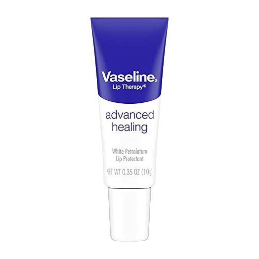 Vaseline Lip Therapy Advanced Petroleum Jelly, Skin Protectant, Travel Size .35 Oz, Pack of 12