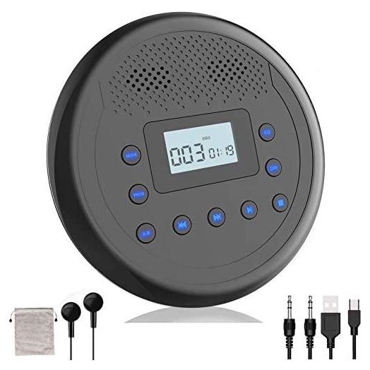 CD Player Portable, MONODEAL Rechargeable Portable CD Player with Built-in Speakers, Walkman CD Player for Car and Personal Use, Anti-Skip CD Player with Headphones