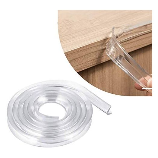 Corner Protectors Strip Clear Transparent, E-PRONSE 6M/20FT Furniture Table Edge Protectors Soft Silicone Bumper Strip with 14M Strong Adhesive Tape for for Cabinets, Tables, Drawers