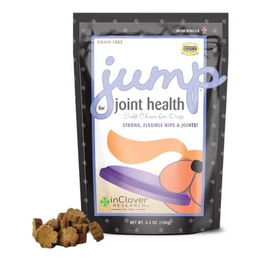 In Clover Jump Soft Chews for Daily Joint Care and Endurance Support for Dogs with Glucosamine HCl, MSM, Fish Oil, Ginger, Yucca, and Coconut Oil for All Life Stages, 5.3 oz. (30 count)