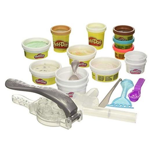 Play-Doh Kitchen Creations Rollzies Rolled Ice Cream Set with 4 Cans of Play-Doh Color Burst Compound Plus 5 Additional Non-Toxic Colors
