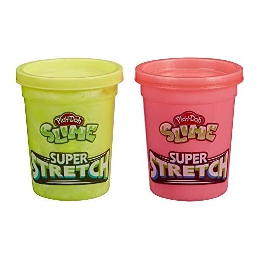 Play-Doh Slime Super Stretch for Kids 3 Years and Up, Yellow and Red (2 Pack)