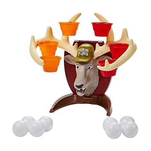 Hasbro Gaming Deer Pong Game with Talking Deer Head, 6 Party Cups and 8 Balls