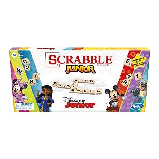 Hasbro Gaming Scrabble Junior: Disney Junior Edition Board Game, Double -Sided Game Board