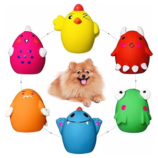 Squeaky Dog Toys for Small Dogs and Medium Breeds, Puppy Small Dog Toys Squeaky Dog Balls 6pcs (2.0 * 2.0 * 2.7inch, for Mini, Small, Medium Breeds)