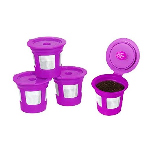 Perfect Pod Cafe Save Reusable K Cup Pod Coffee Filters - Refillable Coffee Pod Capsules with Built-In, Integrated Mesh Strainer for Use with Keurig & Select Single Cup Coffee Machines, 4-Pack