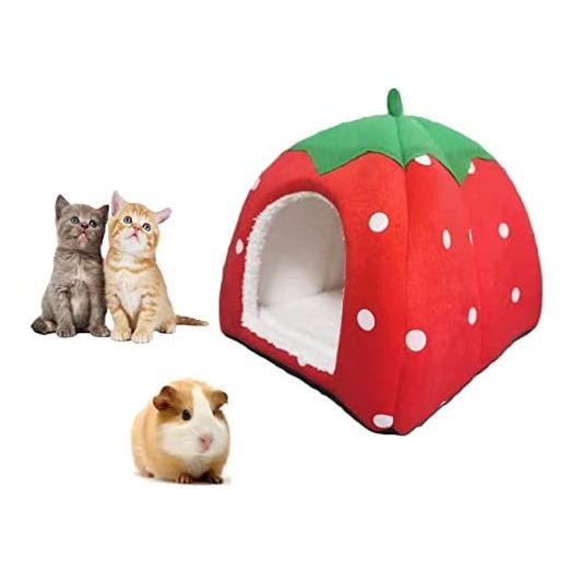 SHOPTREND Cute Strawberry Small Pet Bed for Guinea Pig Rabbit Bunny Kitten Hamster 10inch