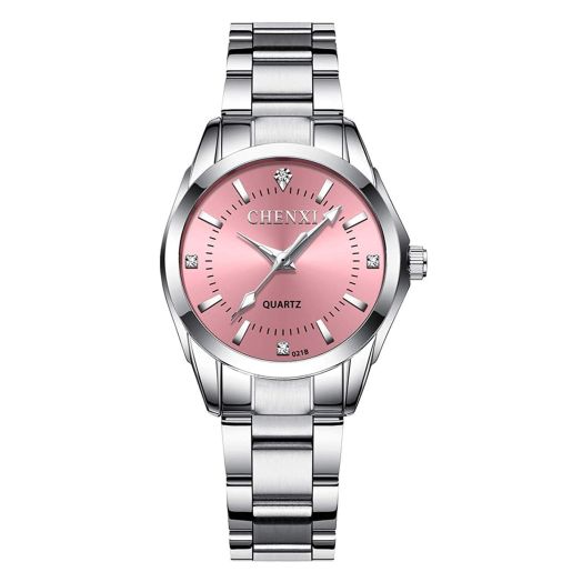 Gosasa Women Classic Fashion Watch Casual Business Quartz Watch Stainless Steel Waterproof Luminous Dress Silver Watches (B Pink)