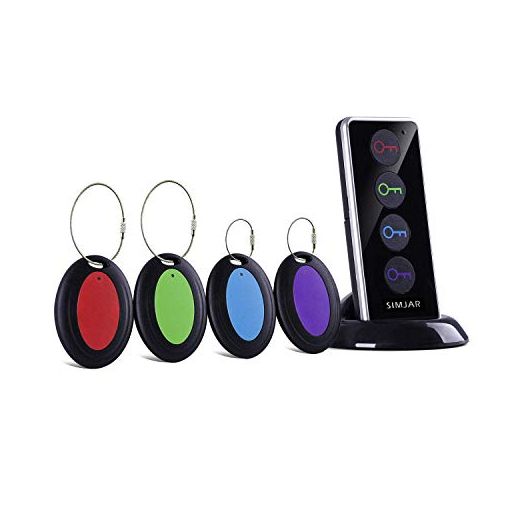 Key Finder with Extra 4 Long Chains & Up to 131ft Working Range in Open Space, Simjar Wireless Remote Control RF Key Finder Locator for Keys Wallet Phone Glasses Luggage Pet Tracker