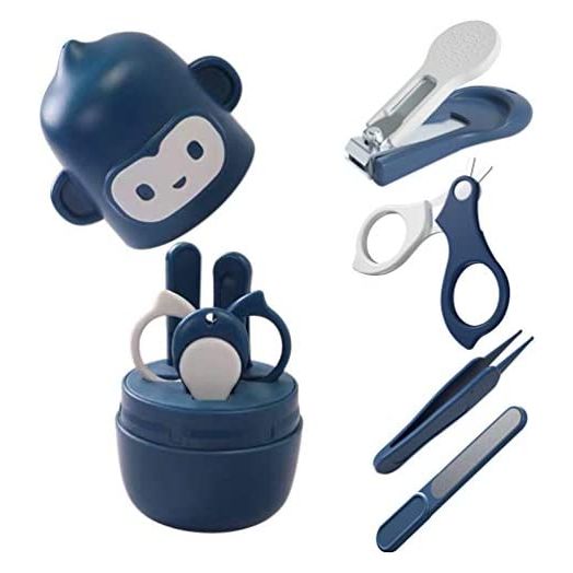 Socub Baby Nail Kit, Baby Nail Clipper, Scissor, Nail File, Tweezer, 4-in-1 Baby Grooming Kit Set for Newborn, Infant, Toddler, Blue