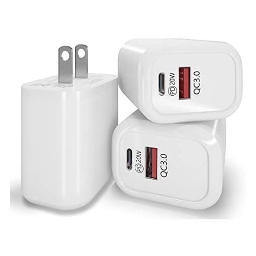 20W USB C Fast Charger Block 3-Pack Compatible with iPhone 13/13 Mini/13 Pro/13 Pro Max 12 11 SE 2020 XS XR X 8, iPad, AirPods Pro, PD 3.0 Type C Wall Plug Charging Cube Power Adapter Box USBC Brick
