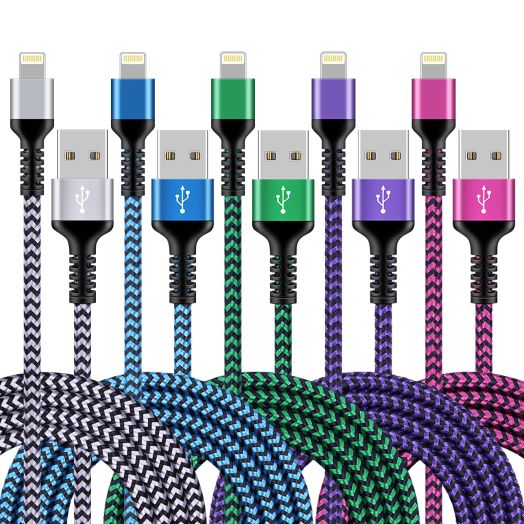 iPhone Charger [5Pack/6ft], Long Braided Lightning Cables, Fast Charging Power Adapter Cargador Cords for iPhone 14/13/12 Pro Max/12Pro/11 Pro Max/SE/XS/XR/8/7/6S Plus, iPad mini Air Pod Color Wire