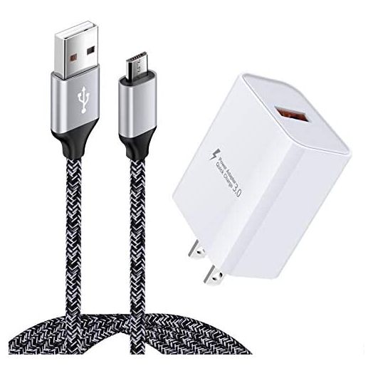 Android Charger, Fast Phone Charger Android Fast Charging Plug Wall Charger Rapid Micro USB Charger Cable Compatible for Samsung Galaxy S7,S6,J8,J7,J3V, LG Stylo 2 3 Plus,Moto G5,G5 Plus,E5 Play E6 E4