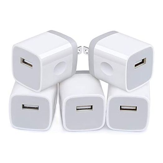 iPhone Wall Charger Adapter USB Charging, 5Pack Single Port USB Wall Plug in Phone Charger Cube Box Head Travel Power Blocks Brick Compatible iPhone SE/X/11 Pro Max, Samsung A20 S10 S9 S7 S6 HTC LG