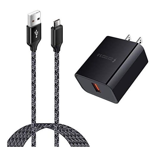 Android Fast Charger,Quick Charger 3.0 USB Fast Wall Charger Plug with Micro USB Cable Compatible for Motorola Moto E E5 E4 Plus/Play,E5 Supra,G5 G5S G4 Plus/Play,G6 Play/Forge,Moto Droid Turbo 2