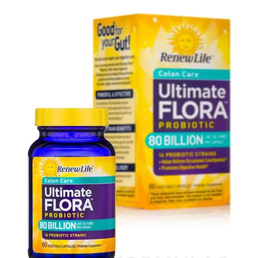 Renew Life Ultimate Flora Colon Care Probiotic 80 Billion CFU - 60 Vegetarian Capsules