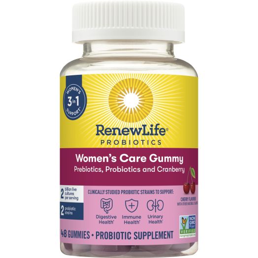 Renew Life Womens Care Gummy with Prebiotics, Probiotics and Cranberry; Gluten Free, 48 Gummies