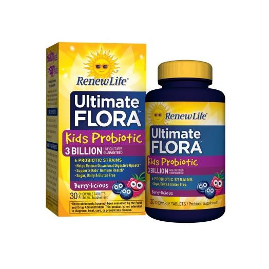 Renew Life - Ultimate Flora Kids Probiotic - 3 Billion - 30 chewable Berry flavor tablets - 30 day supply
