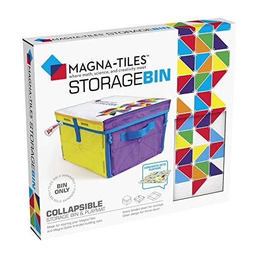 Magna-Tiles Storage Bin & Interactive Play-Mat, Collapsible Storage Bin with Handles for Playroom, Closet, Bedroom, Home Organization and Classroom, 12.5 x 11 x 8