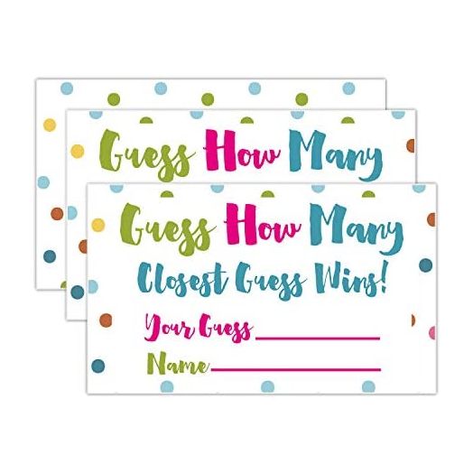 Candy Guessing Game Cards, Games Activities and Decorations. (50 Pack)