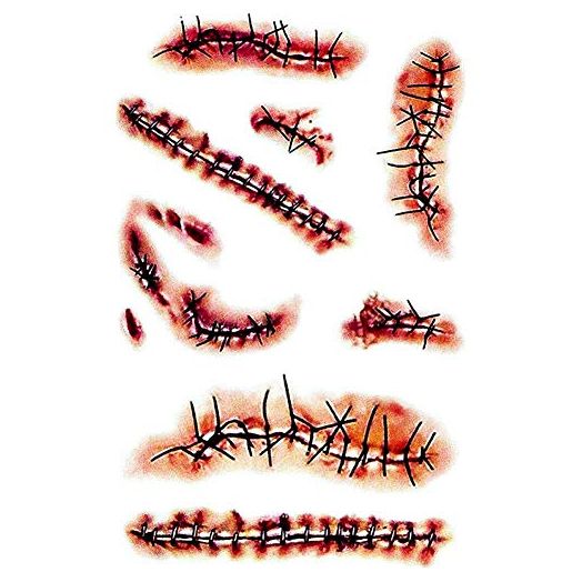 10 Sheets Halloween Temporary Tattoos, Zombie Scars Tattoos for, Party Favor, Party Supplies