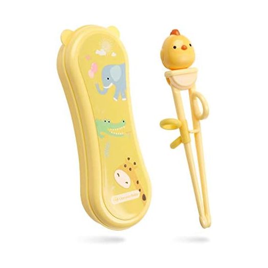 Goryeo Baby Training Chopsticks for Kids - Use Completely Harmless Material - Anti-dislocation Buckle Design - Includes Portable Box (Yellow)