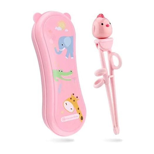 Goryeo Baby Training Chopsticks for Kids - Use Completely Harmless Material - Anti-dislocation Buckle Design - Includes Portable Box (Pink)