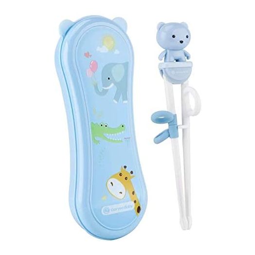 Goryeo Baby Training Chopsticks for Kids - Kids Chopsticks Use Completely Harmless Material - Anti-dislocation Buckle Design - Includes Portable Box (Blue)