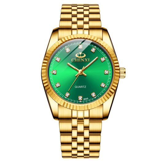 MASTOP Men's Analog Quartz Gold Watch Stainless Steel Band Business Dress Wrist Watch Classic Waterproof Watches (Green)