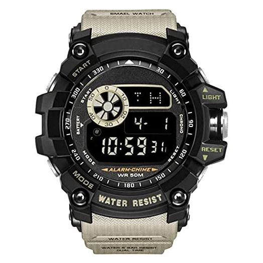 Men Large Dial Digital Sport Watch Military Watch LED Backlight Waterproof Electronic Watch for Men