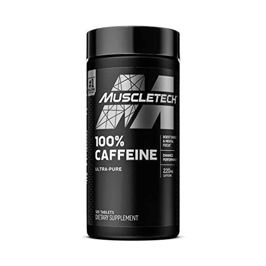 Caffeine Pills | MuscleTech 100% Caffeine Energy Supplements | PreWorkout Mental Focus + Energy Supplement | 220mg of Pure Caffeine | Sports Nutrition Endurance & Energy, 125 Count (Package may vary)