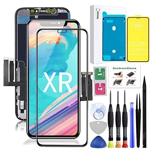 for iPhone XR Screen Replacement,LCD Display Touch Screen Assembly,Compatible with iPhone XR Screen Replacement 6.1 inch (Model A1984, A2105, A2106, A2108) with Screen Protector and Repair Tools