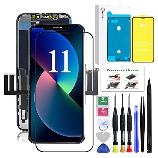 for iPhone 11 Screen Replacement,LCD Display 3D Touch Digitizer Assembly,Compatible with iPhone 11 Screen Replacement 6.1 inch (Model A2111, A2223, A2221) with Repair Tools and Screen Protector