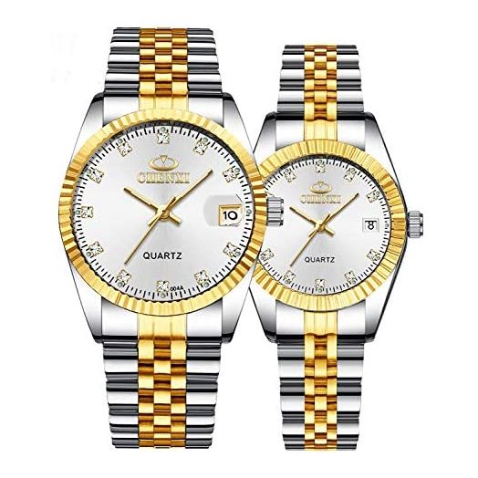 Luxury Women Men Couples Quartz Watches Calendar Sports Waterproof Lover's Stainless Steel Wristwatches